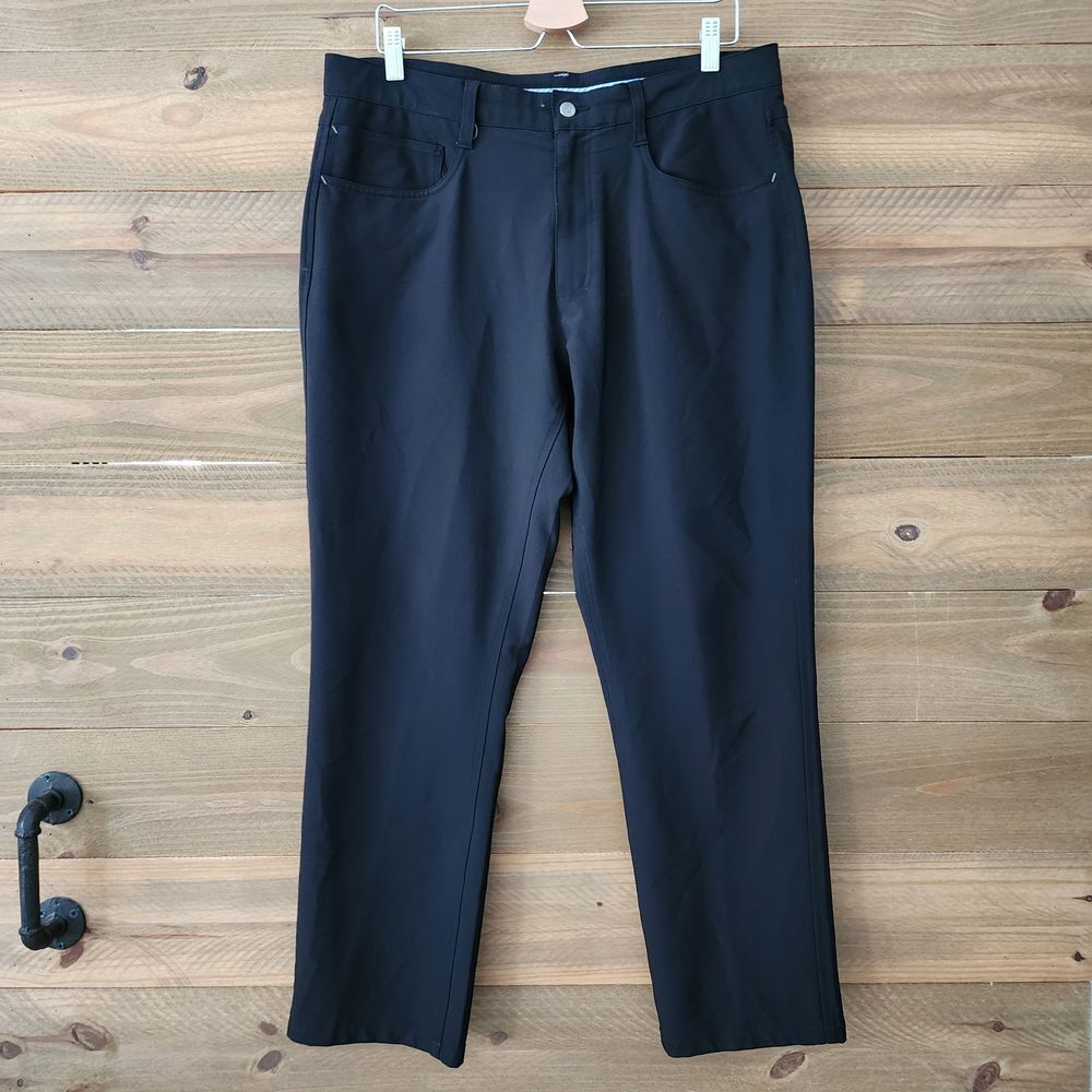 Foot Joy Athletic Fit black golf flat front stretch pants mens size 35 x 32